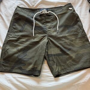 Abercrombie & Fitch Olive Camo Swim Board Shorts